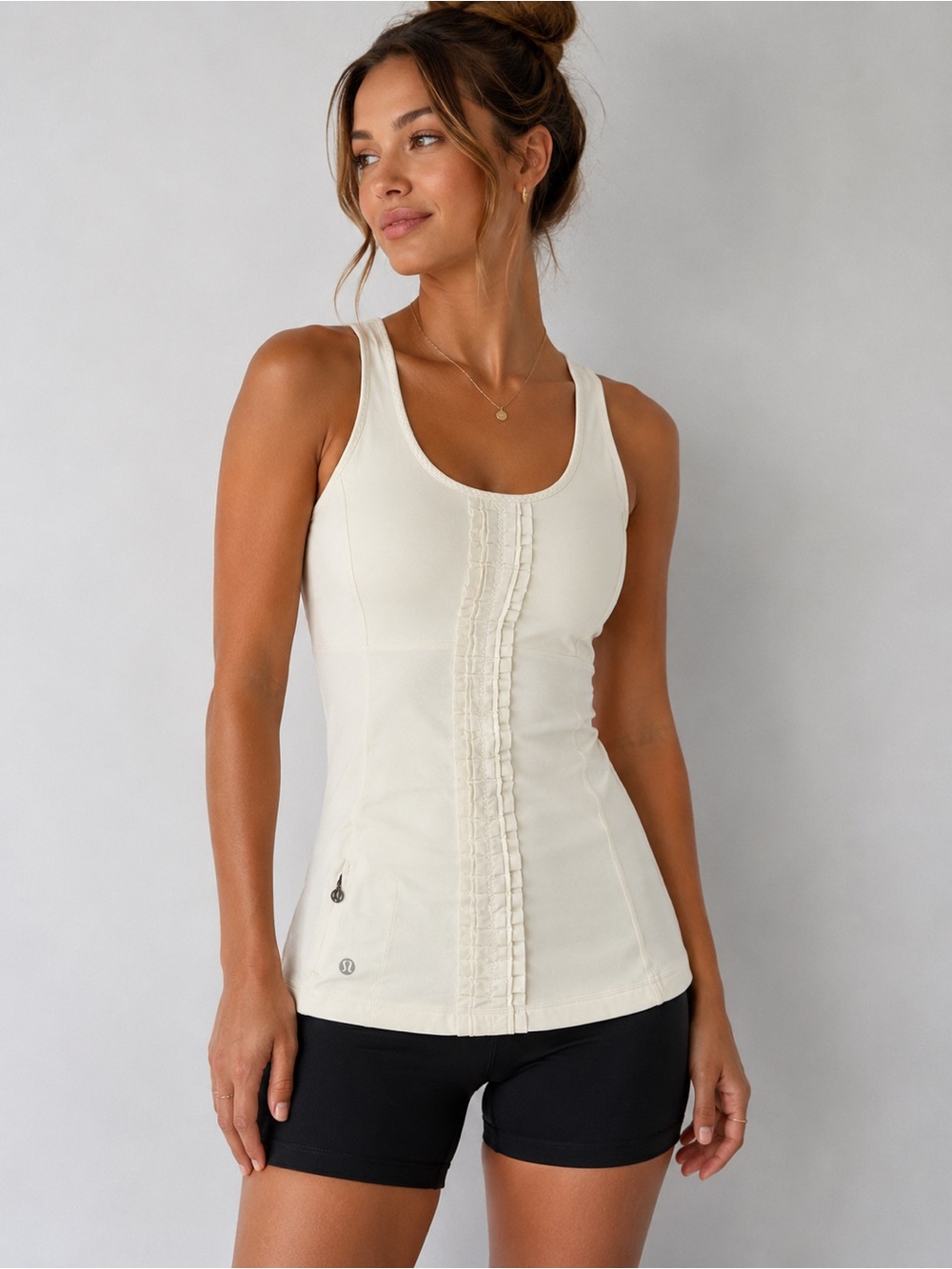 lululemon athletica Cream Ruffle Front Tank Top Size 6